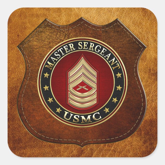 Pegatina Cuadrada Marines de EE.UU.: Sargento mayor (USMC MSgt) [3D] (Anverso)