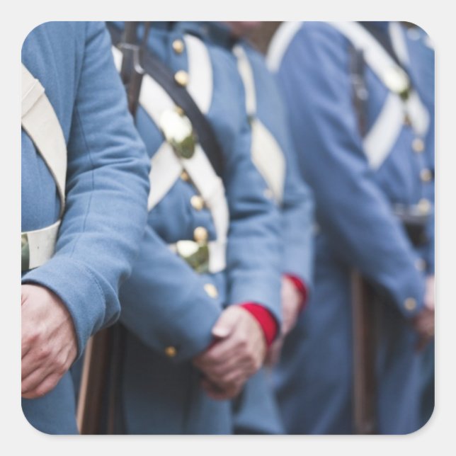 Pegatina Cuadrada Marines de la era de la guerra civil de Estados Un (Anverso)