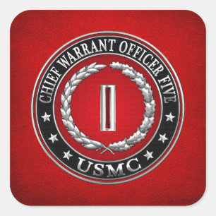 Pegatina Cuadrada Marines estadounidenses: 5 (USMC CWO-5) [3D]