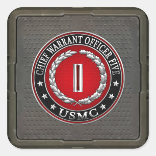 Pegatina Cuadrada Marines estadounidenses: 5 (USMC CWO-5) [3D]