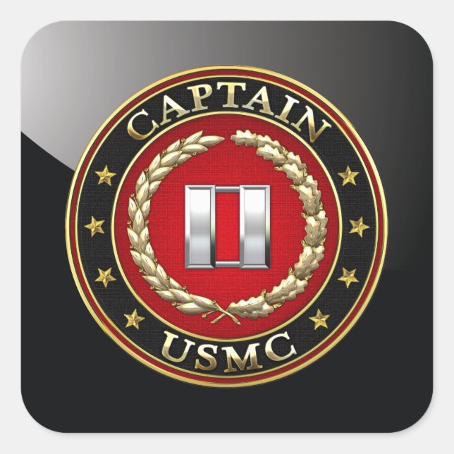 Pegatina Cuadrada Marines Estadounidenses: Capitán (USMC Capt) [3D] (Anverso)