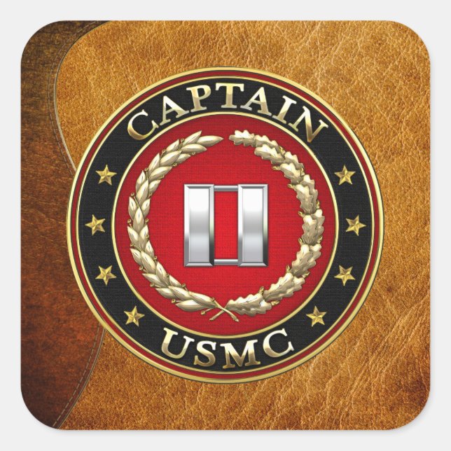 Pegatina Cuadrada Marines Estadounidenses: Capitán (USMC Capt) [3D] (Anverso)