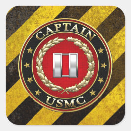 Pegatina Cuadrada Marines Estadounidenses: Capitán (USMC Capt) [3D]