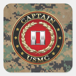 Pegatina Cuadrada Marines Estadounidenses: Capitán (USMC Capt) [3D]