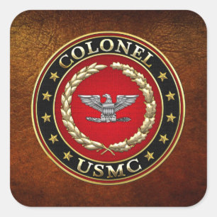 Pegatina Cuadrada Marines Estadounidenses: Coronel (USMC Col) [3D]