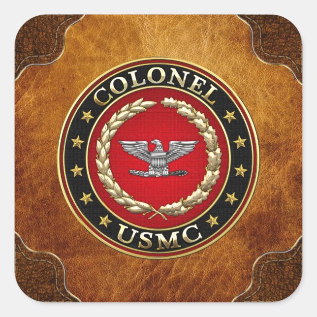 Pegatina Cuadrada Marines Estadounidenses: Coronel (USMC Col) [3D] (Anverso)