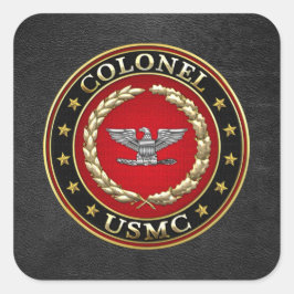 Pegatina Cuadrada Marines Estadounidenses: Coronel (USMC Col) [3D]