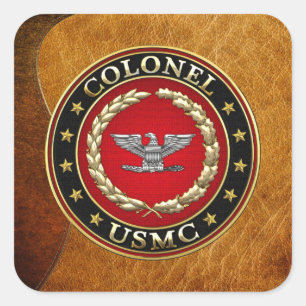 Pegatina Cuadrada Marines Estadounidenses: Coronel (USMC Col) [3D]