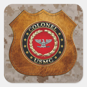 Pegatina Cuadrada Marines Estadounidenses: Coronel (USMC Col) [3D]