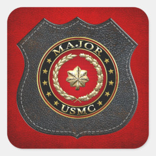 Pegatina Cuadrada Marines Estadounidenses: Mayor (USMC Mayor) [3D]