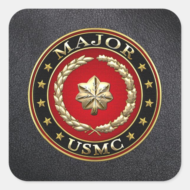 Pegatina Cuadrada Marines Estadounidenses: Mayor (USMC Mayor) [3D] (Anverso)