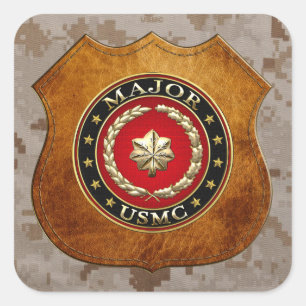 Pegatina Cuadrada Marines Estadounidenses: Mayor (USMC Mayor) [3D]