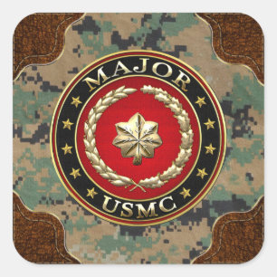 Pegatina Cuadrada Marines Estadounidenses: Mayor (USMC Mayor) [3D]