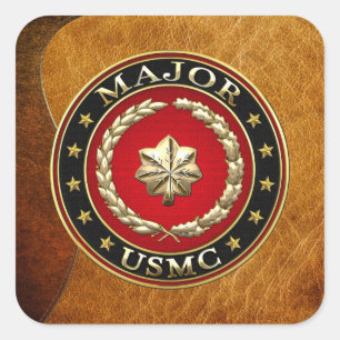 Pegatina Cuadrada Marines Estadounidenses: Mayor (USMC Mayor) [3D]