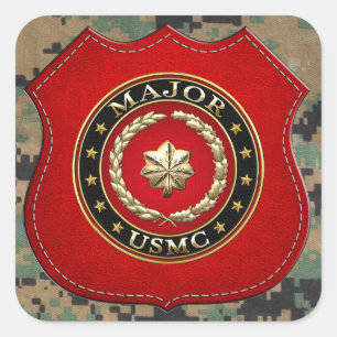Pegatina Cuadrada Marines Estadounidenses: Mayor (USMC Mayor) [3D]