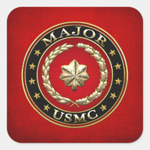 Pegatina Cuadrada Marines Estadounidenses: Mayor (USMC Mayor) [3D]