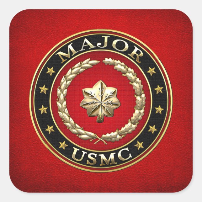 Pegatina Cuadrada Marines Estadounidenses: Mayor (USMC Mayor) [3D] (Anverso)