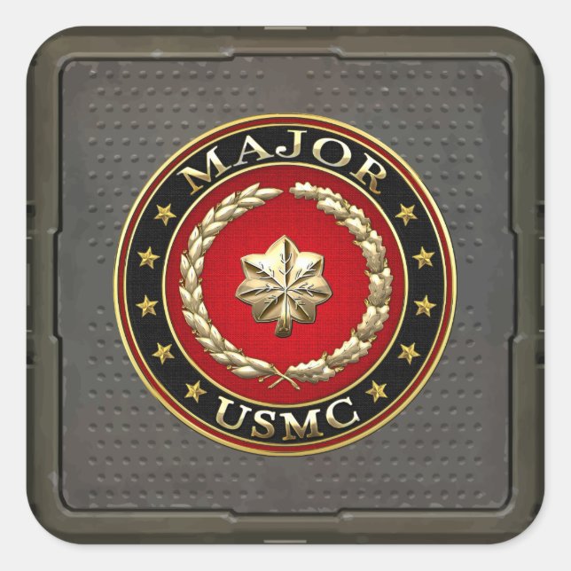Pegatina Cuadrada Marines Estadounidenses: Mayor (USMC Mayor) [3D] (Anverso)