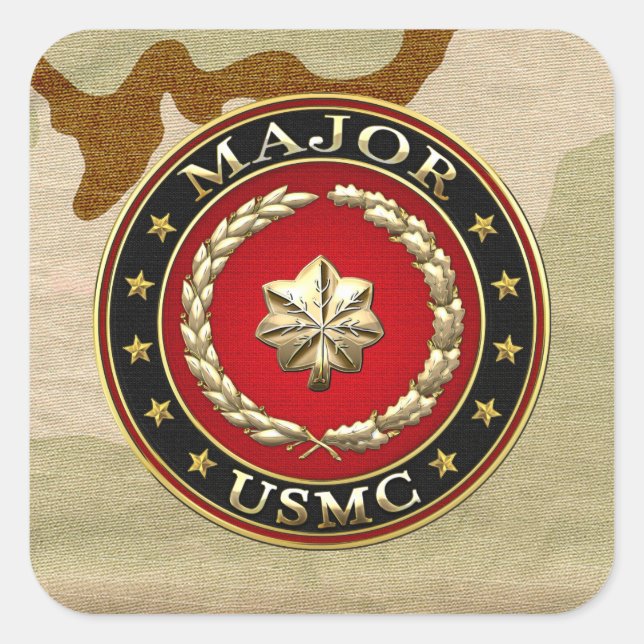 Pegatina Cuadrada Marines Estadounidenses: Mayor (USMC Mayor) [3D] (Anverso)