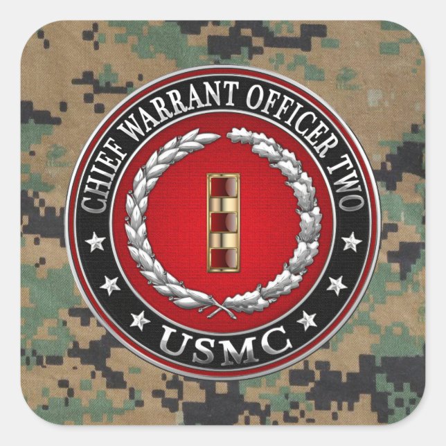 Pegatina Cuadrada Marines Estadounidenses: Orden Principal Dos (USMC (Anverso)