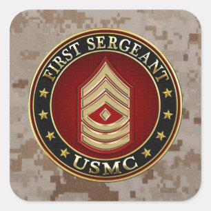 Pegatina Cuadrada Marines Estadounidenses: Primer Sargento (USMC 1st
