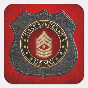 Pegatina Cuadrada Marines Estadounidenses: Primer Sargento (USMC 1st