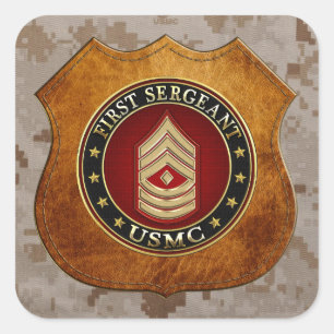 Pegatina Cuadrada Marines Estadounidenses: Primer Sargento (USMC 1st