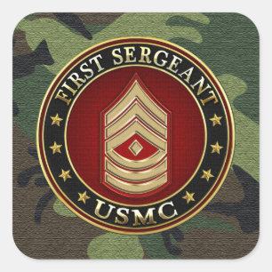 Pegatina Cuadrada Marines Estadounidenses: Primer Sargento (USMC 1st