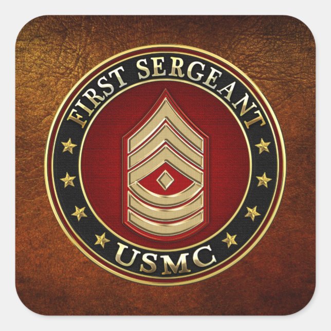 Pegatina Cuadrada Marines Estadounidenses: Primer Sargento (USMC 1st (Anverso)