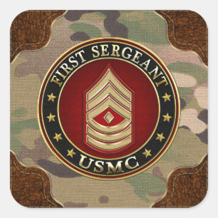 Pegatina Cuadrada Marines Estadounidenses: Primer Sargento (USMC 1st