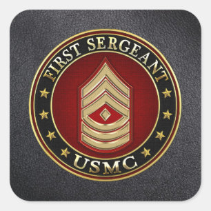 Pegatina Cuadrada Marines Estadounidenses: Primer Sargento (USMC 1st