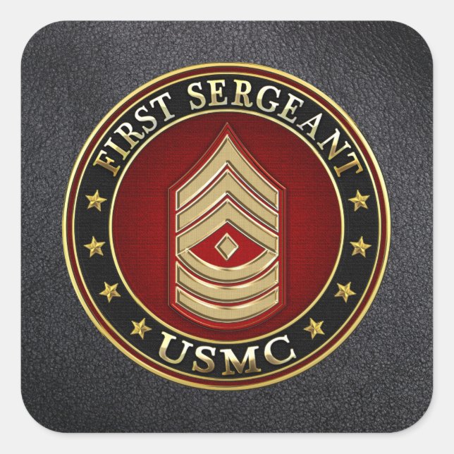 Pegatina Cuadrada Marines Estadounidenses: Primer Sargento (USMC 1st (Anverso)
