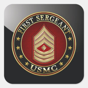 Pegatina Cuadrada Marines Estadounidenses: Primer Sargento (USMC 1st