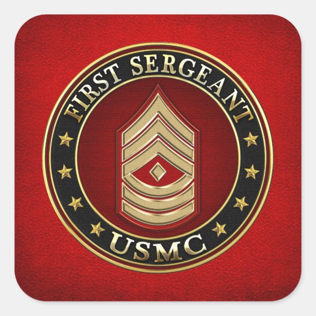 Pegatina Cuadrada Marines Estadounidenses: Primer Sargento (USMC 1st (Anverso)