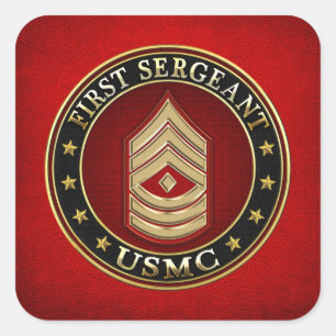 Pegatina Cuadrada Marines Estadounidenses: Primer Sargento (USMC 1st