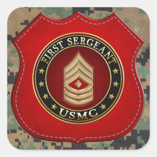 Pegatina Cuadrada Marines Estadounidenses: Primer Sargento (USMC 1st
