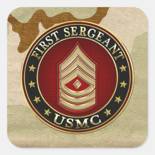 Pegatina Cuadrada Marines Estadounidenses: Primer Sargento (USMC 1st