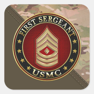 Pegatina Cuadrada Marines Estadounidenses: Primer Sargento (USMC 1st