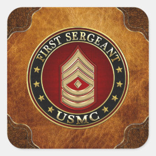 Pegatina Cuadrada Marines Estadounidenses: Primer Sargento (USMC 1st