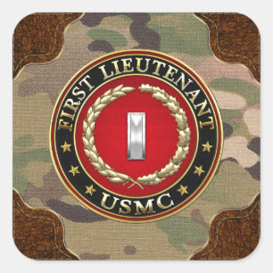 Pegatina Cuadrada Marines Estadounidenses: Primer Teniente (USMC 1st