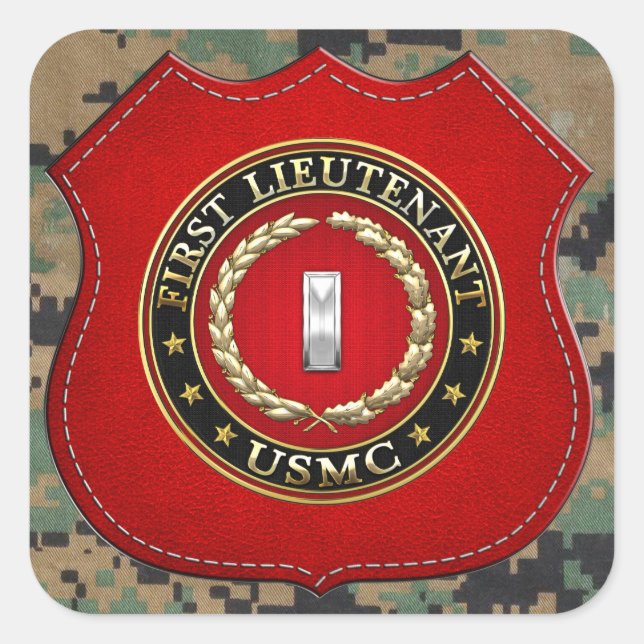 Pegatina Cuadrada Marines Estadounidenses: Primer Teniente (USMC 1st (Anverso)