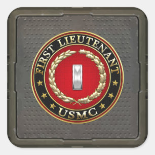 Pegatina Cuadrada Marines Estadounidenses: Primer Teniente (USMC 1st