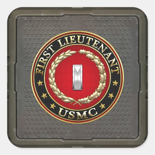 Pegatina Cuadrada Marines Estadounidenses: Primer Teniente (USMC 1st (Anverso)