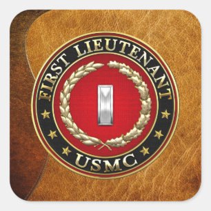 Pegatina Cuadrada Marines Estadounidenses: Primer Teniente (USMC 1st