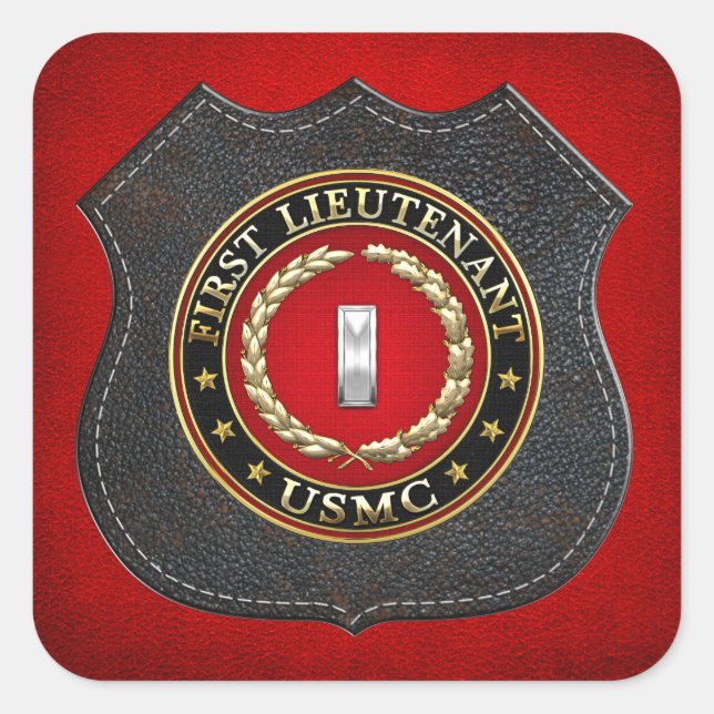 Pegatina Cuadrada Marines Estadounidenses: Primer Teniente (USMC 1st (Anverso)