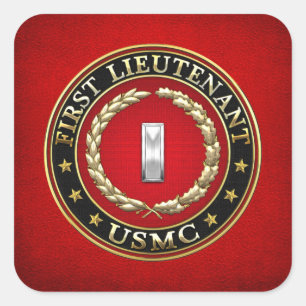 Pegatina Cuadrada Marines Estadounidenses: Primer Teniente (USMC 1st