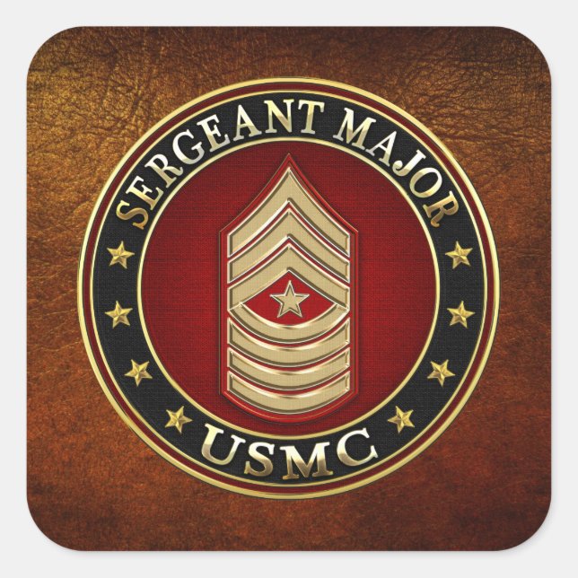 Pegatina Cuadrada Marines Estadounidenses: Sargento Mayor (USMC SgtM (Anverso)