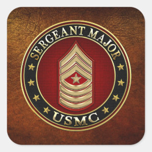Pegatina Cuadrada Marines Estadounidenses: Sargento Mayor (USMC SgtM