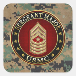 Pegatina Cuadrada Marines Estadounidenses: Sargento Mayor (USMC SgtM