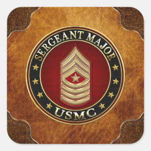 Pegatina Cuadrada Marines Estadounidenses: Sargento Mayor (USMC SgtM